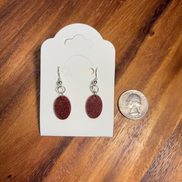 Maroon Oval Earrings - Picture 1 of 1
